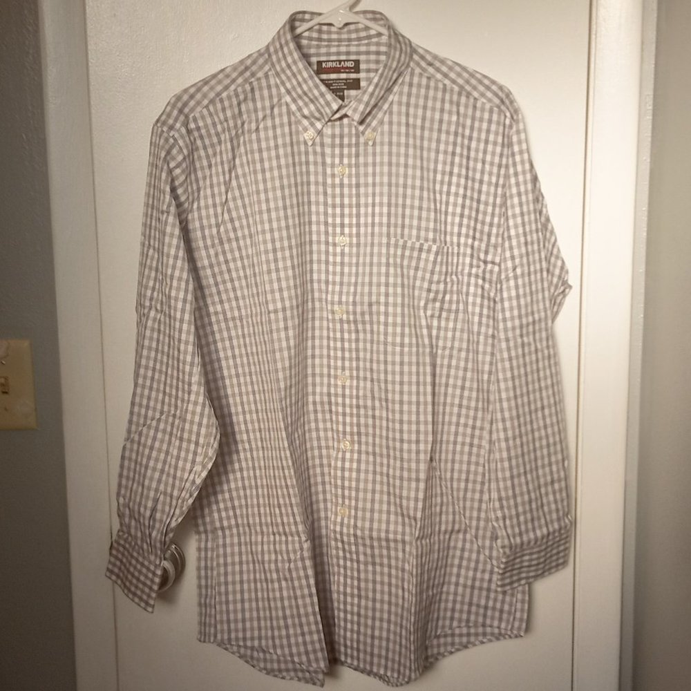 KIRKLAND Signature Traditional Mens dress shirt L 16 32-33" Long sleeves